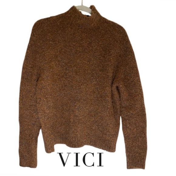 Vici Sweaters - VICI Cozy Brown Turtleneck Sweater Size: L